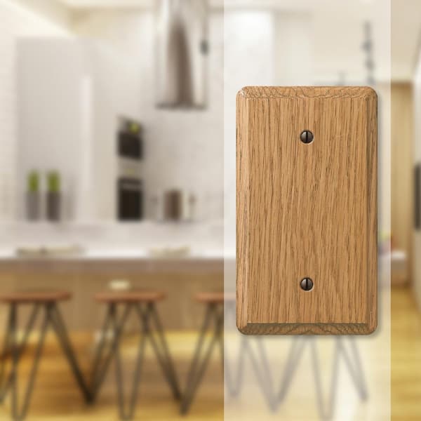 Contemporary 1 Gang Blank Wood Wall Plate - Light Oak