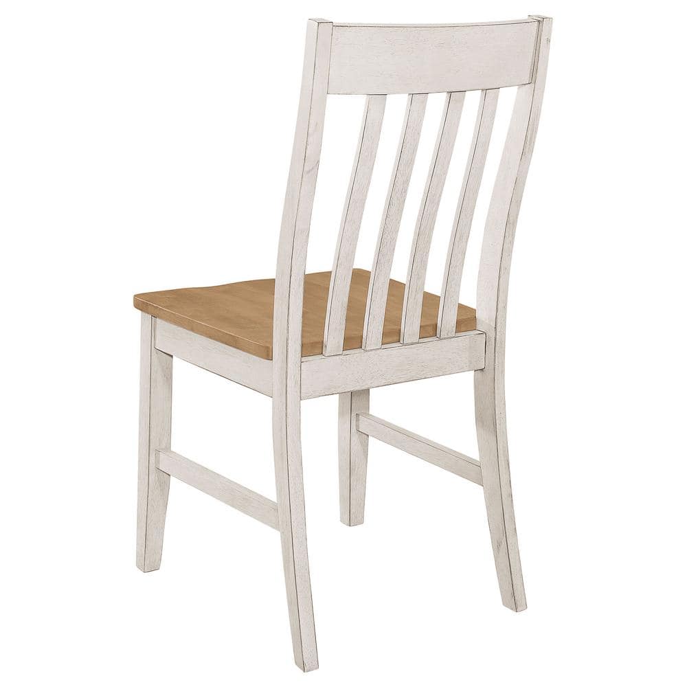 Rustic White Wood Slat Back Side Chair Set