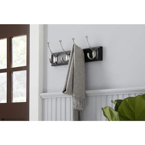 Home Decorators Collection 18 in. Black Snap Install Hook Rack with 4 Satin  Nickel Pill Top Hooks 63095 - The Home Depot