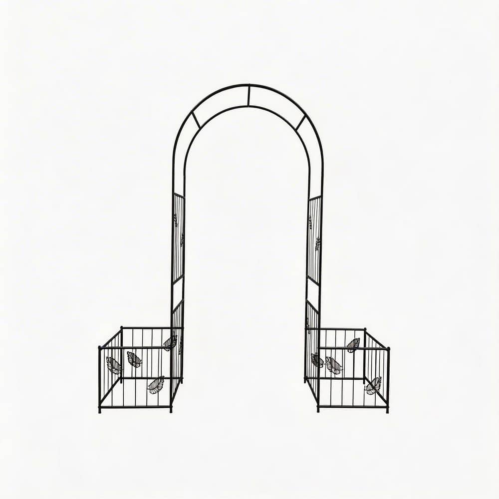 79.92 in. Black Powder-Coated Iron Arch Trellis for Climbing Plants Outdoor Garden Wedding and Party Decor price history on PriceWatchPro