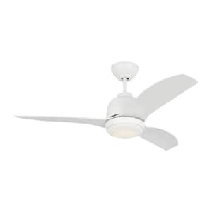 Avila Coastal 44 in. Indoor/Outdoor Matte White Ceiling Fan with Integrated LED-Light Kit and Remote Included