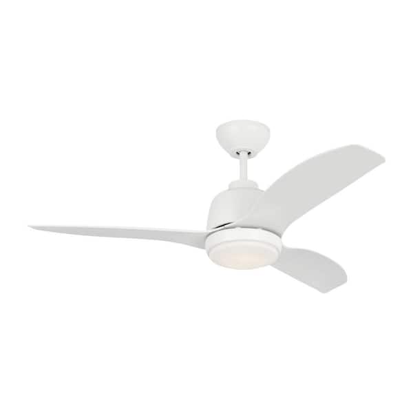Avila Coastal 44 in. Indoor/Outdoor Matte White Ceiling Fan with Integrated LED-Light Kit and Remote Included