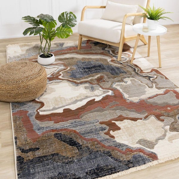 Jovira Collections 5 ft. x 8 ft. Beige Organic Indoor Area Rug