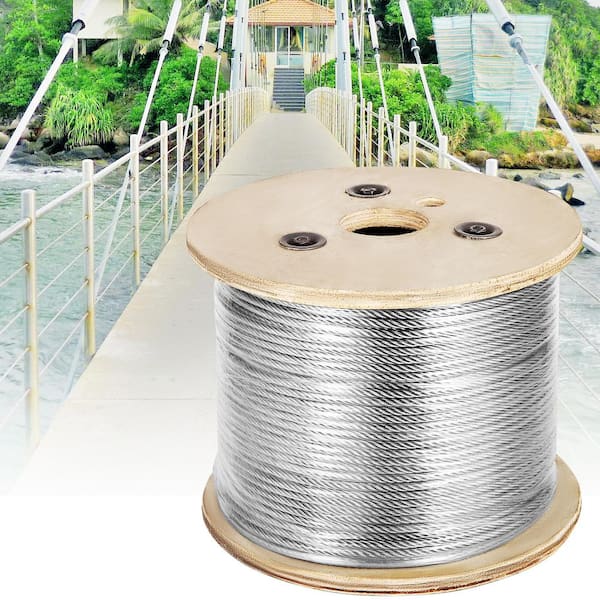 500 ft. x 3/16 in. Cable Railing Kit 3700 lbs. Load T304 Stainless Steel Wire Rope Winch with 7x19 Strand for Deck Stair