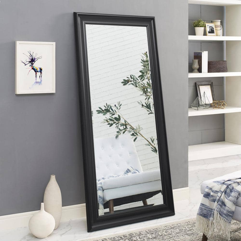 HOMESTOCK Black 65" H x 31" W Framed Floor Mirror Full Length Mirror Standing Mirror Large