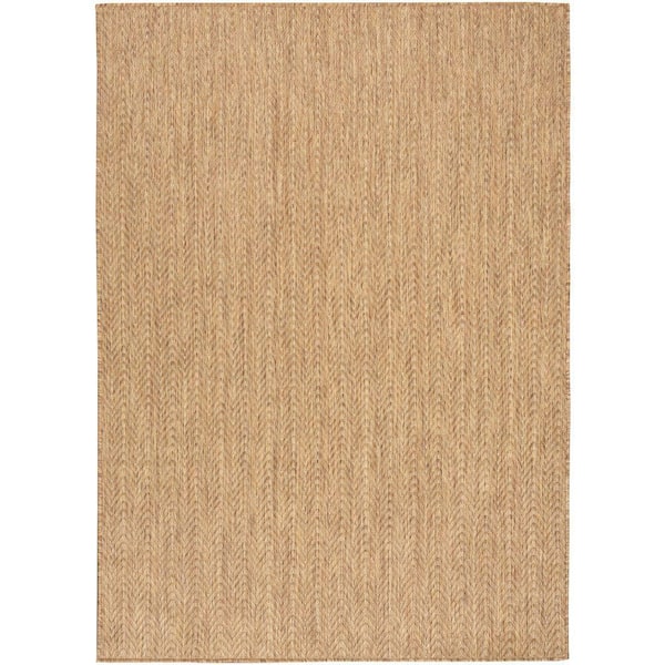 Nourison Horizon Natural 5 ft. x 7 ft. Indoor/Outdoor Geometric Contemporary Area Rug