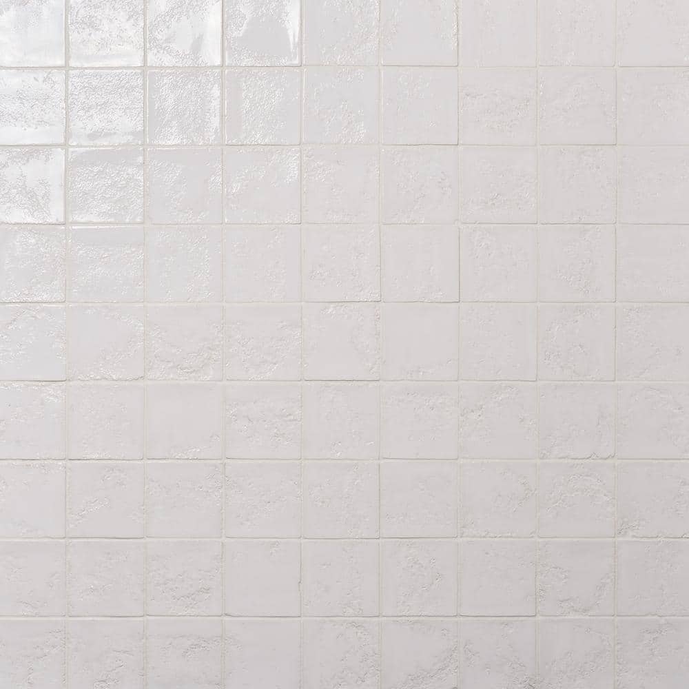 Glossy White Textured Ceramic 5x5 Wall Tile