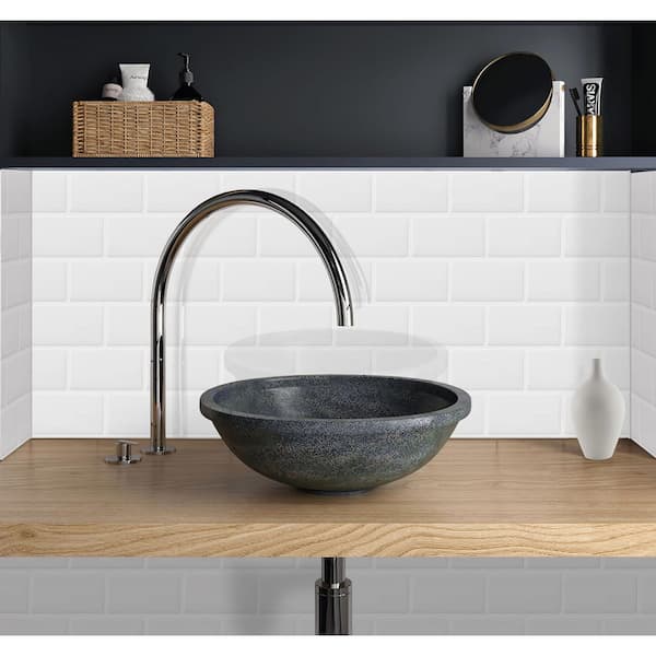 White 12in. x 12in. PVC Peel and Stick Backsplash Tile for Kitchen Bathroom, 10-Sheet-Pack