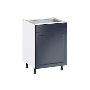 Devon 24 in. W x 24 in. D x 34.5 in. H Painted Blue Shaker Assembled Base Kitchen Cabinet with a Drawer