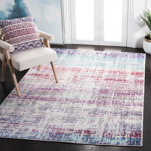 Skyler 7 ft. x 7 ft. Silver/Purple Distressed Overdyed Square Area Rug