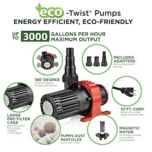 Eco-Twist Energy-Saving Pump with Controller 3000GPH with 33' Cord