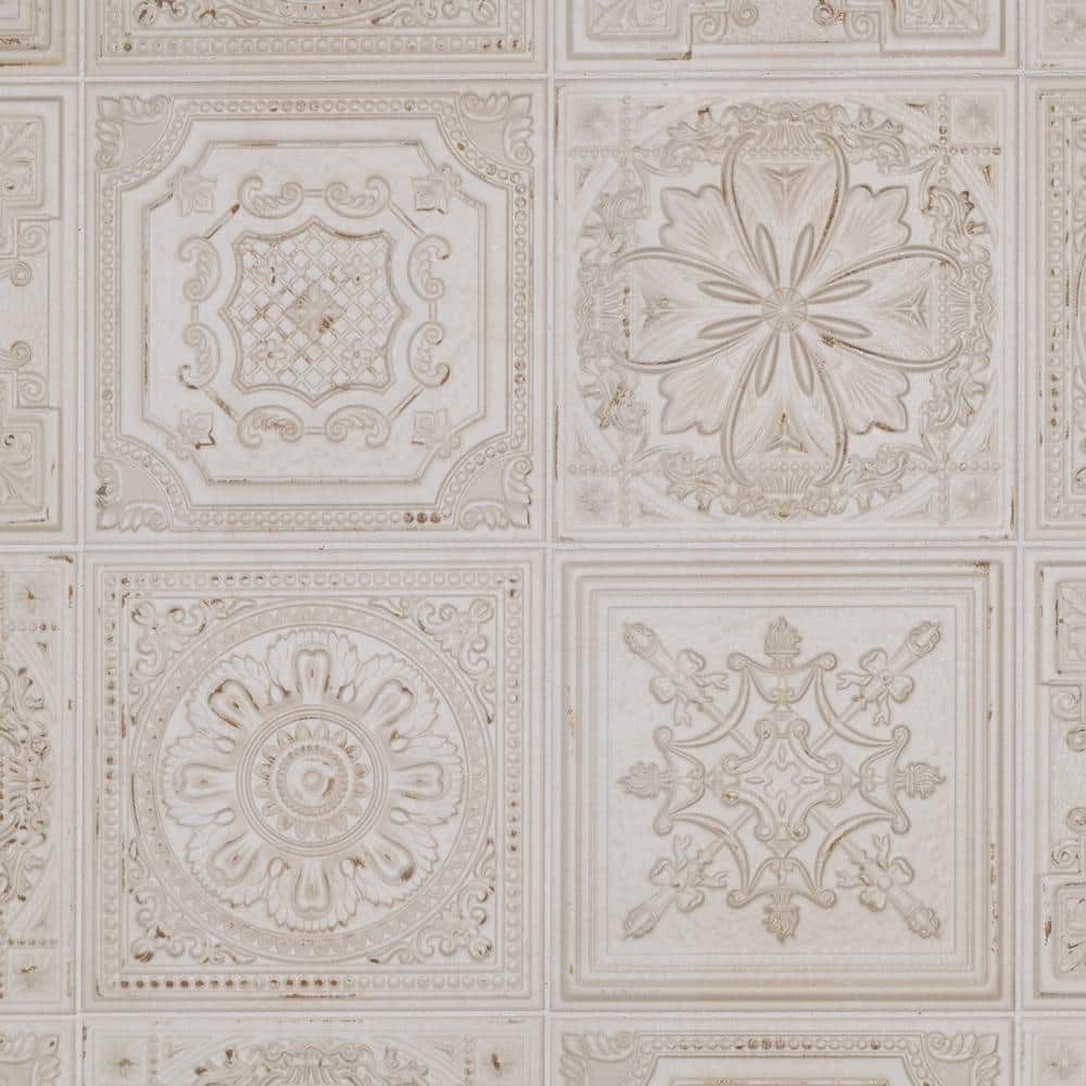 Fitz 8" x 8" White and Brown Ceramic Wall Tile