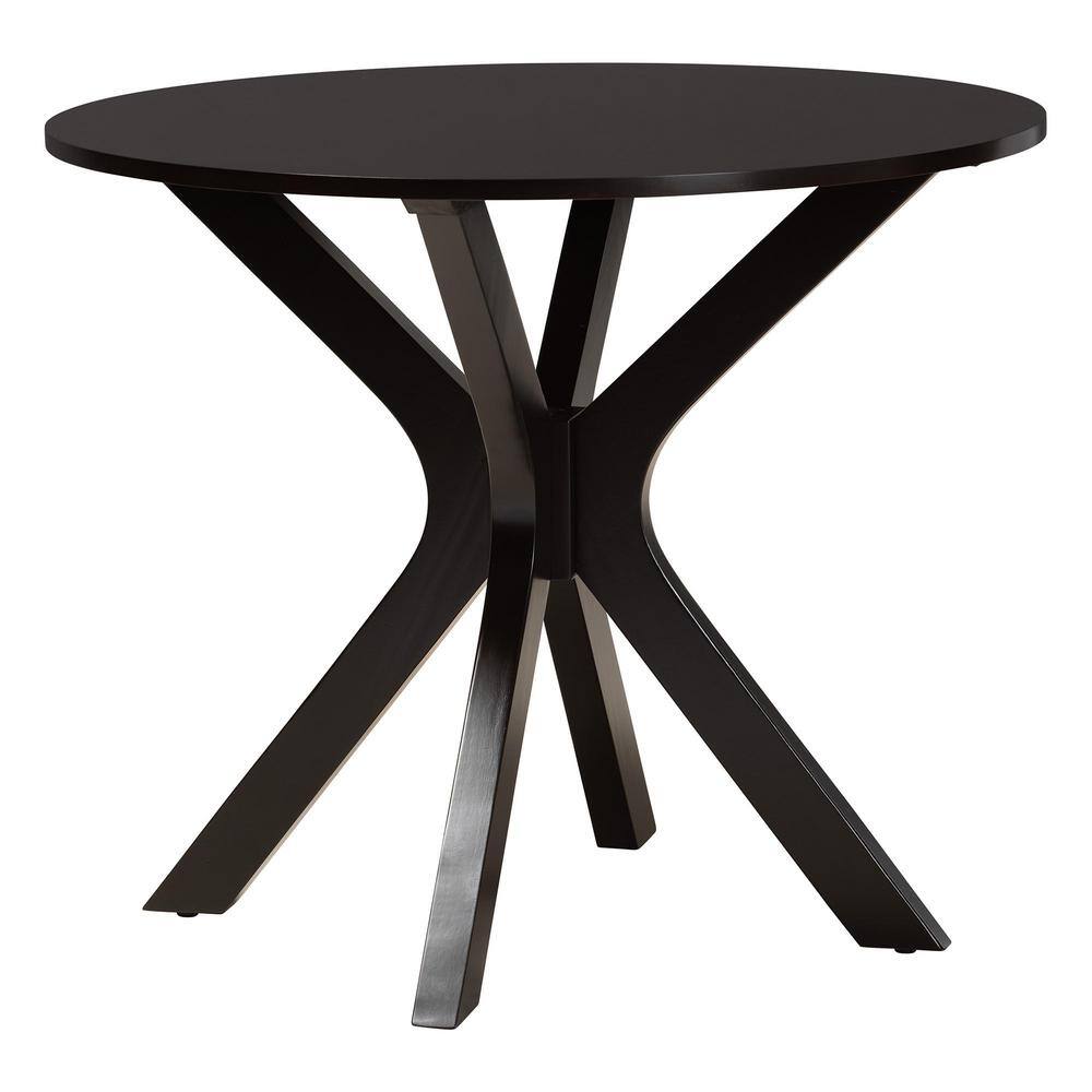 Mila Retro Grey Fabric and Dark Brown Wood 5-Piece Dining Set