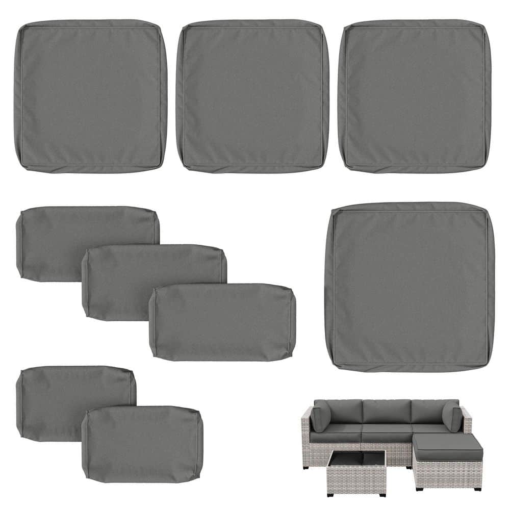9 Piece 25.6 in. Outdoor Patio Replacement Slip Covers for 4-Seater Furniture Cushion Light Grey price history on PriceWatchPro