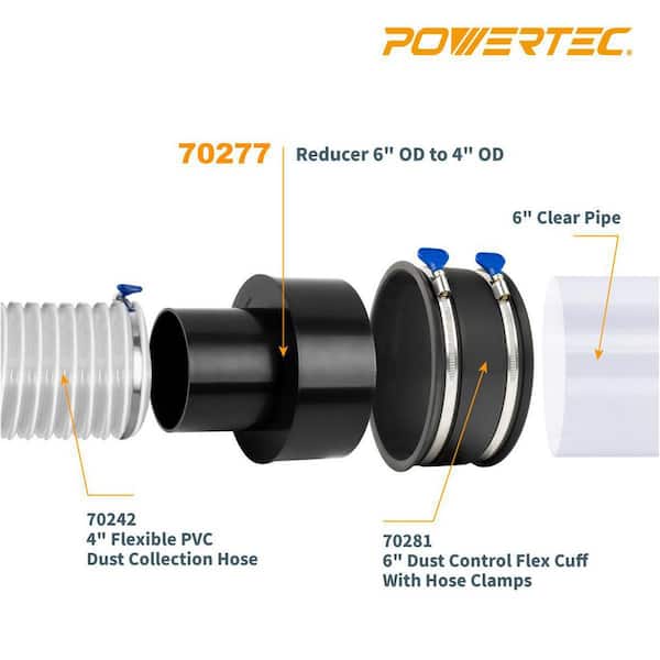 6 in. OD to 4 in. OD Dust Collection Reducer for Dust Collection System
