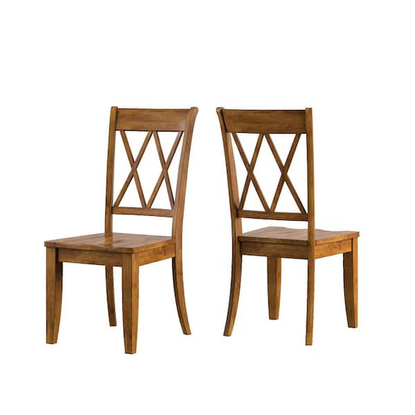HomeSullivan Sawyer Oak Wood X-Back Dining Chair (Set of 2)