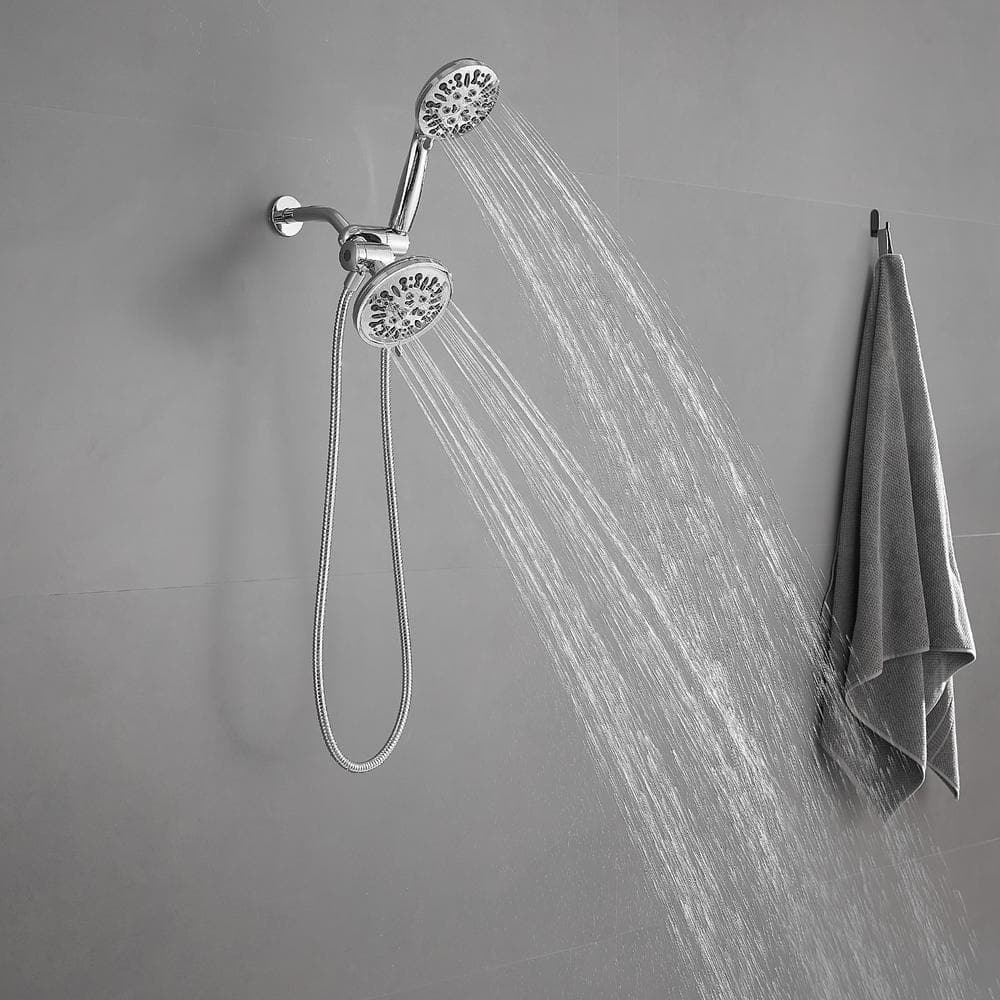 Chrome Dual Head Handheld Shower with Filter and Rain Spray