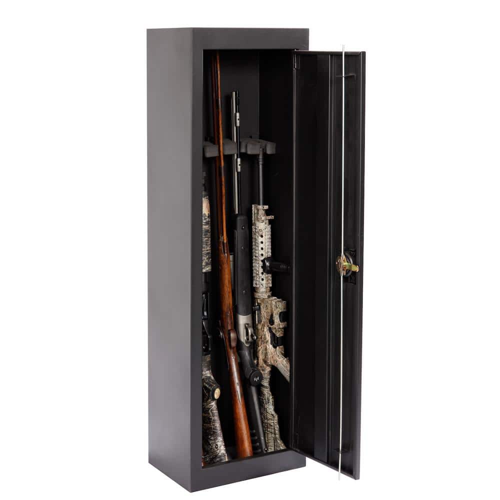 Black 49" Heavy-Duty Metal 5-Gun Security Cabinet