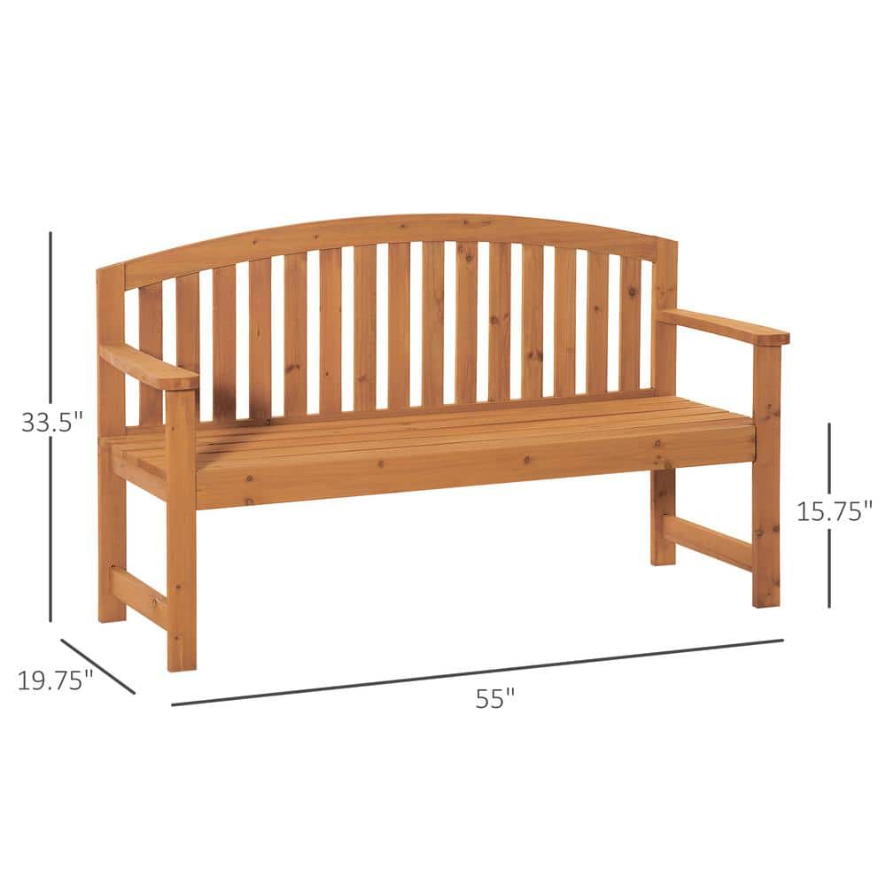 Natural Fir Wood 3-Seater Outdoor Garden Bench with Slatted Design