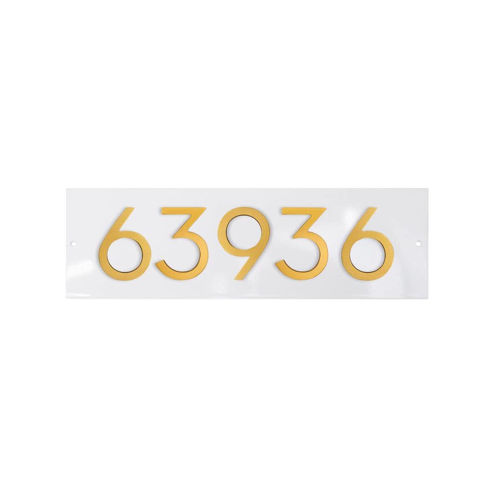"Horizontal Floating Modern Address Plaque (4"" Numbers-5 Characters)-White/Gold" price history on PriceWatchPro