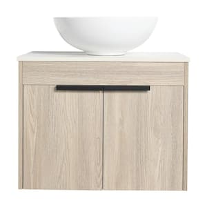 23.6 in. W x 18.9 in. D x 23.8 in. H Float Bath Vanity in White Oak with Ceramic Top, Soft Close Door, Single Sink