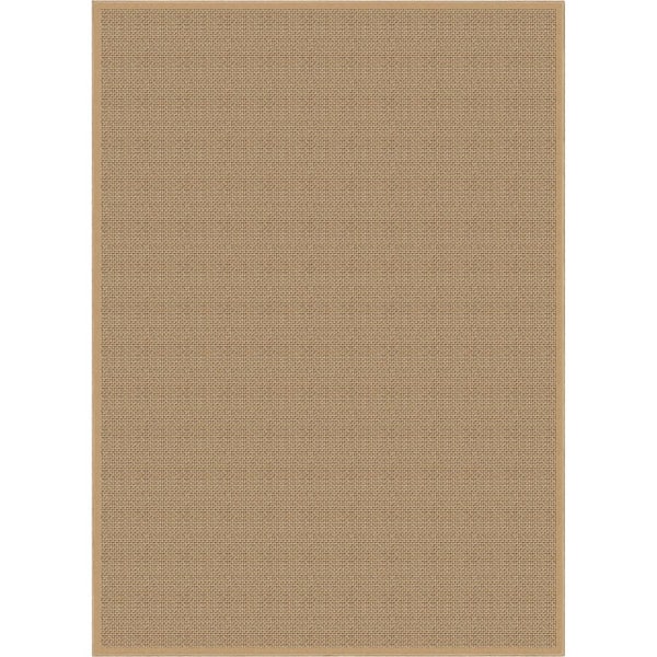 Well Woven Beige 5 ft. x 7 ft. Flat-Weave Well-Jute Printed Shiba Farmohouse Solid Area Rug