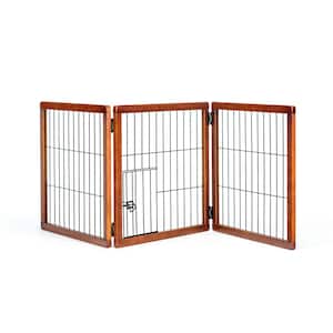 Carlson Wood 3 Panel Free Standing Pet Gate with Small Pet Door