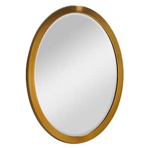 23 in. W x 29 in. H Oval Metal Brushed Gold Framed Bathroom Mirror