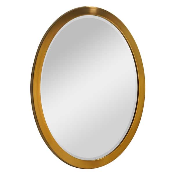 Head West 23 in. W x 29 in. H Oval Metal Brushed Gold Framed Bathroom Mirror