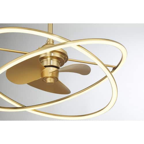 Dorado 25 in. W Indoor Warm Brass Integrated LED Ceiling Fan D´Lier with Frosted Acrylic Glass and Remote Included Savoy House Ceiling Fans With Lights