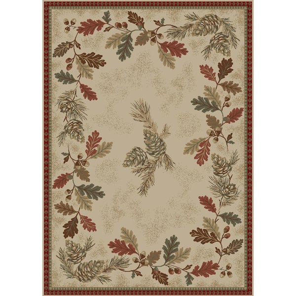 Mayberry Rug American Destination Multi-Color Oak Mountain Multi Lodge 8 ft. x 10 ft. Area Rug