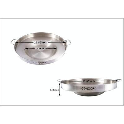 22 in. Stainless Steel Comal Grill Griddle/Skillet, Discada Gas Frying Bowl