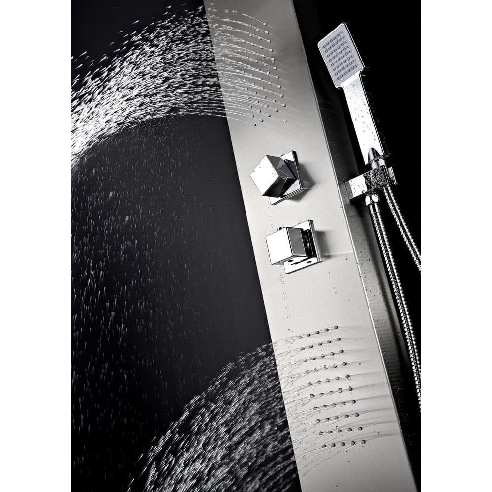 Expanse 64'' Brushed Steel Full Body Shower Panel with Jets