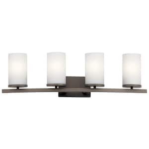 Crosby 31 in. 4-Light Olde Bronze Contemporary Bathroom Vanity Light with Satin Etched Opal Glass