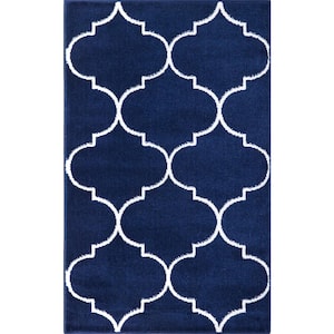 Jefferson Collection Morocco Trellis Navy 3 ft. x 4 ft. Area Rug