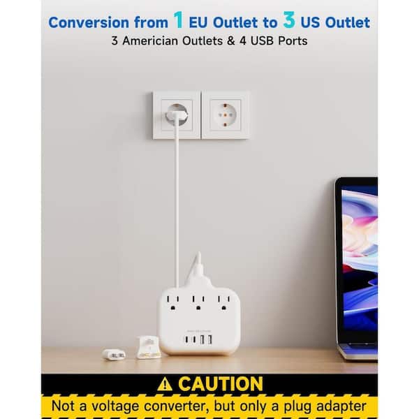 International Power Adapter, POWRUI Surge Protector Travel Adapter With
