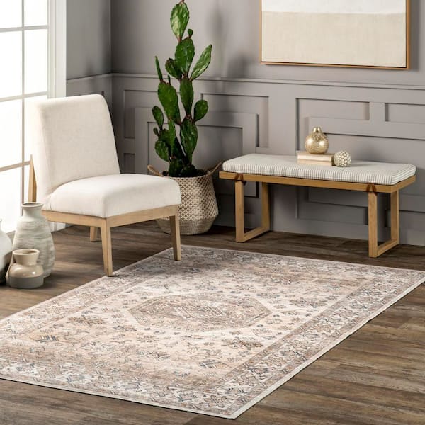 Darby Persian Spill Proof Machine Washable Area Rug Beige 9 ft. 6 in.  ft. x 13 ft. 6 in.  ft. Area Rug
