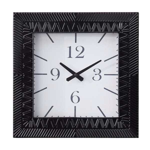 Litton Lane Black Metal Analog Wall Clock