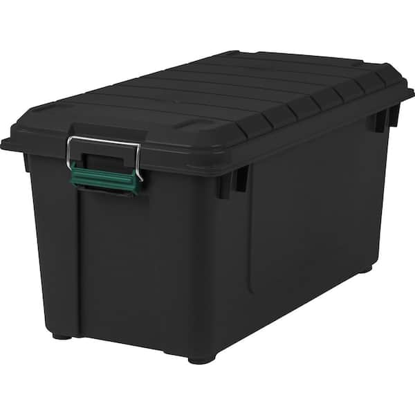 21 gal. Remington Weathertight Store-It-All Storage Bin, Black (4-Pack)