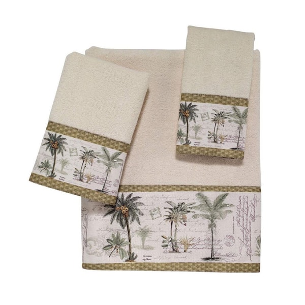 3-Piece Green Tropical Inspired Cotton Bath Towel Set