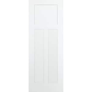 32 in. x 80 in. 3-Panel Mission Shaker White Primed Solid Core Wood Interior Door Slab