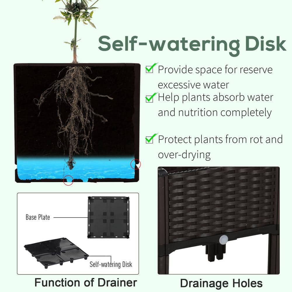 Brown Polypropylene Modular Self-Watering Raised Garden Bed
