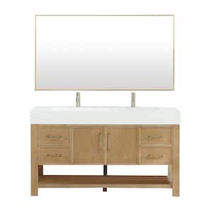 Vera 60 in.W x 19.7 in.D x 34.6 in.H Single Sink Bath Vanity in Ash Grey with White Composite Sink Top and Mirror