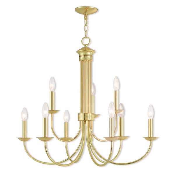 AVIANCE LIGHTING Abbotsford 9-Light Polished Brass 2-Tier Chandelier