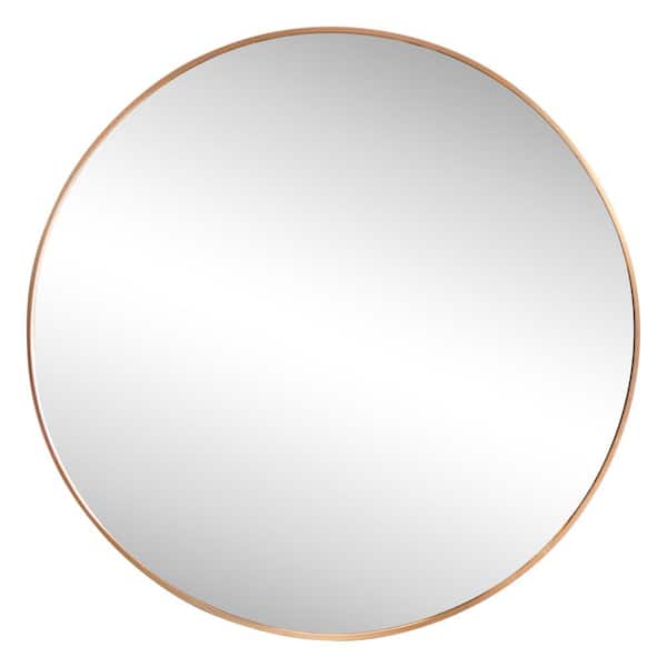 Eclipse 28 in. W x 28 in. H Medium Circle Aluminum Alloy Framed Wall Mounted Mirror, Gold