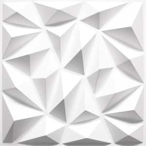 Falkirk Ross 2/25 in. x 19.7 in. x 19.7 in. White PVC Diamond 3D Decorative Wall Panel 10-Pack