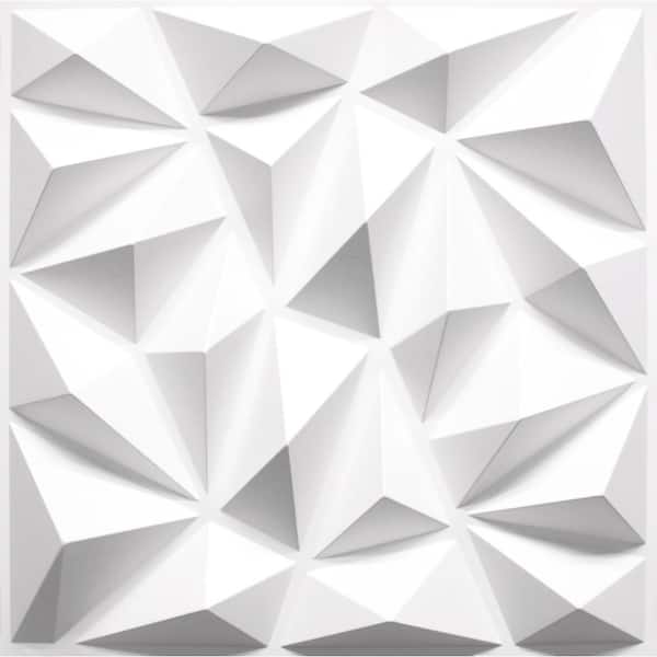 Dundee Deco Falkirk Ross 2/25 in. x 19.7 in. x 19.7 in. White PVC Diamond 3D Decorative Wall Panel