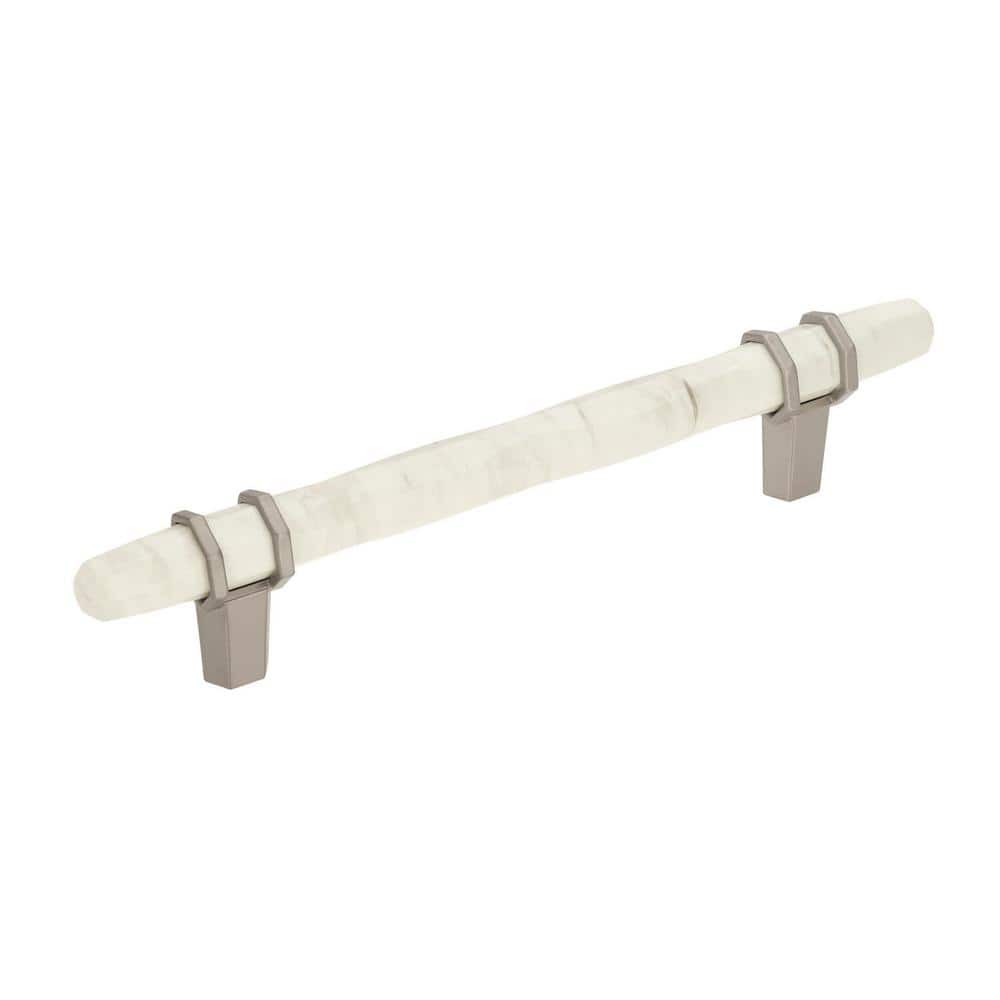 7.5 Inch Brushed Nickel and Marble Cabinet Bar Pull