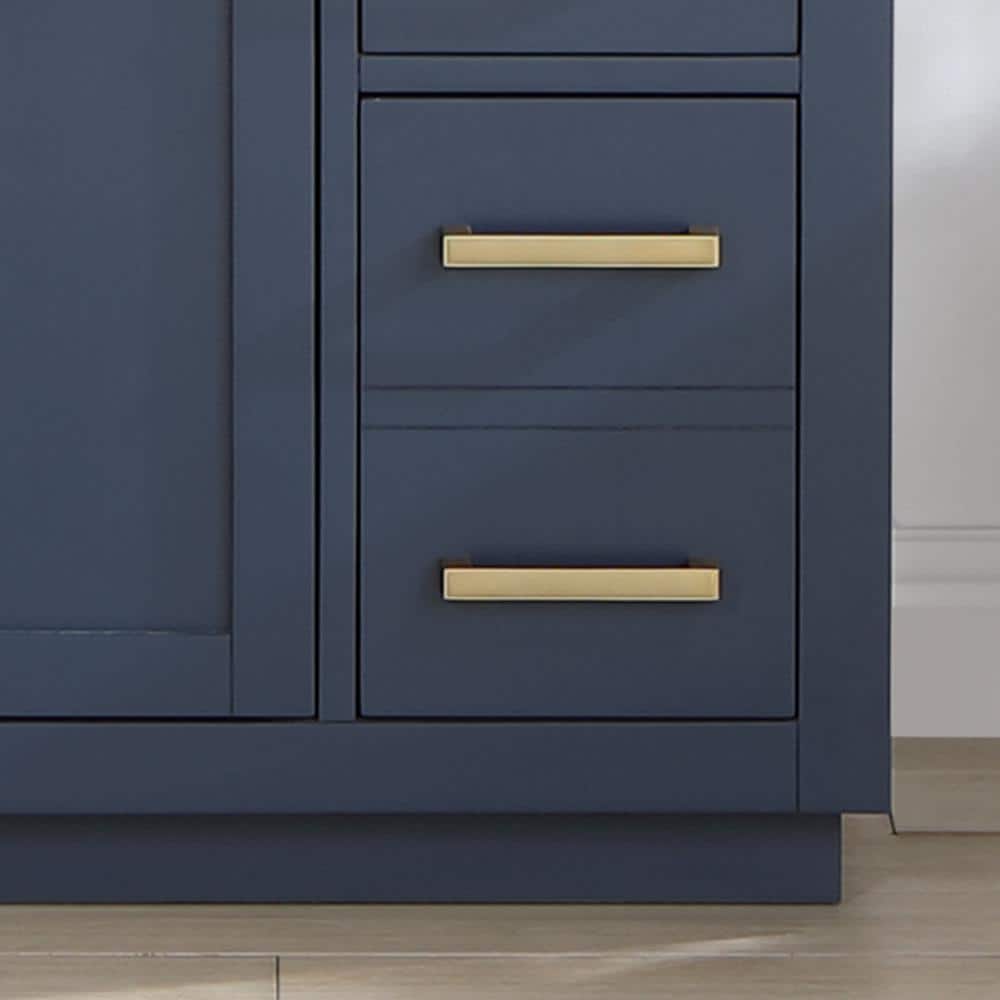 Royal Blue 36" Freestanding Vanity with Grain White Top & Gold Accents