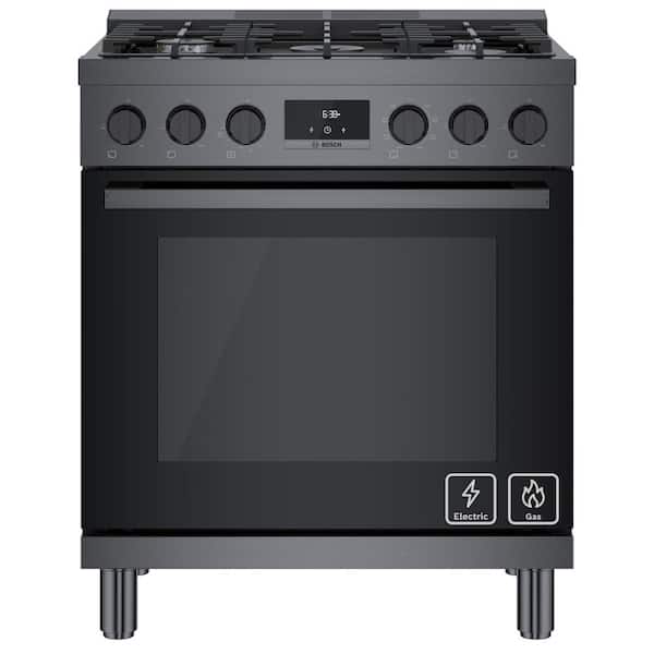 800 Series 30 in. 3.9 cu. ft. Industrial Style Dual Fuel Range with 5-Burners in Black Stainless Steel